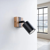 Applique murale noire en bois et acier LED scandinave — vue 2