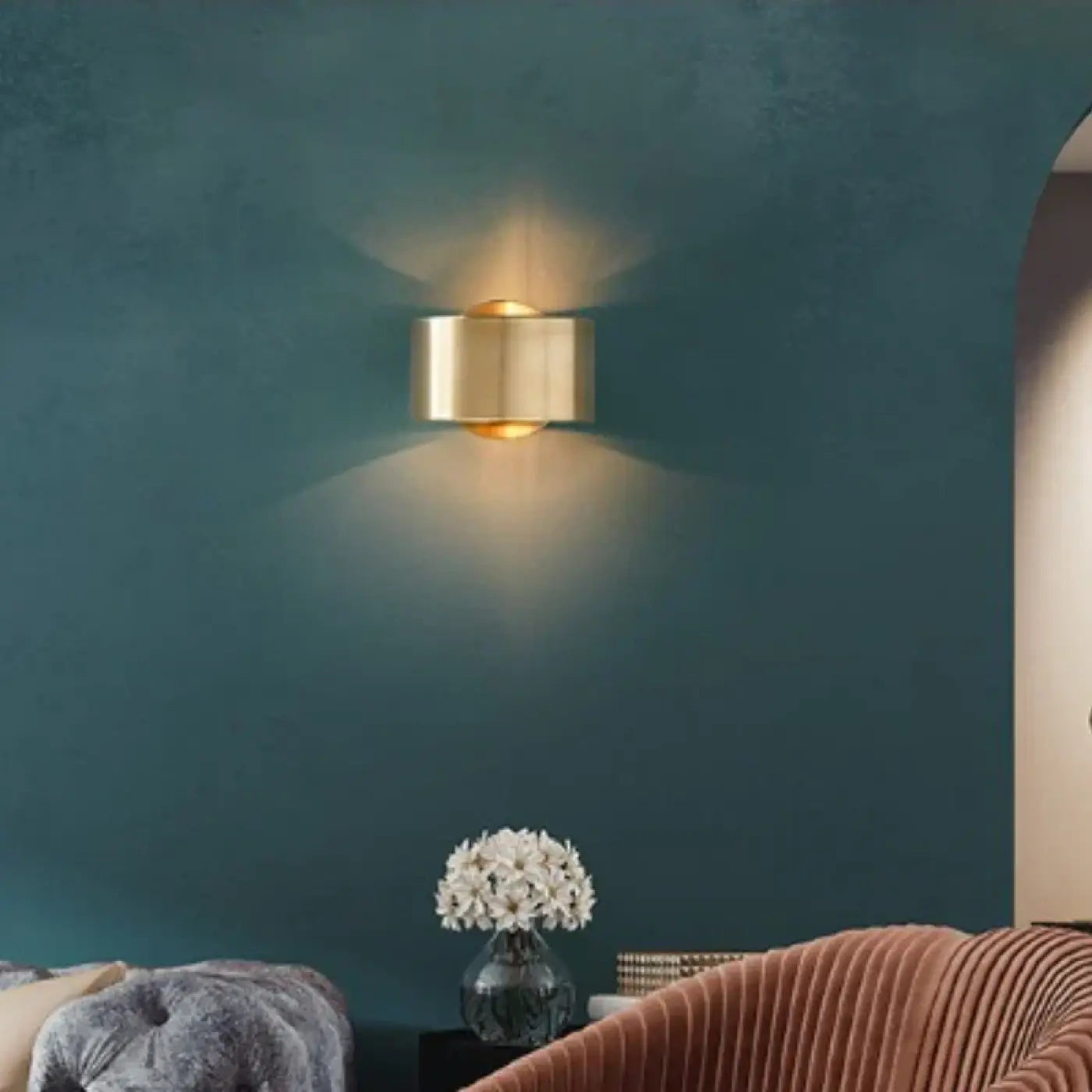 Applique murale ronde dorée aluminium minimaliste IP65 — vue 2