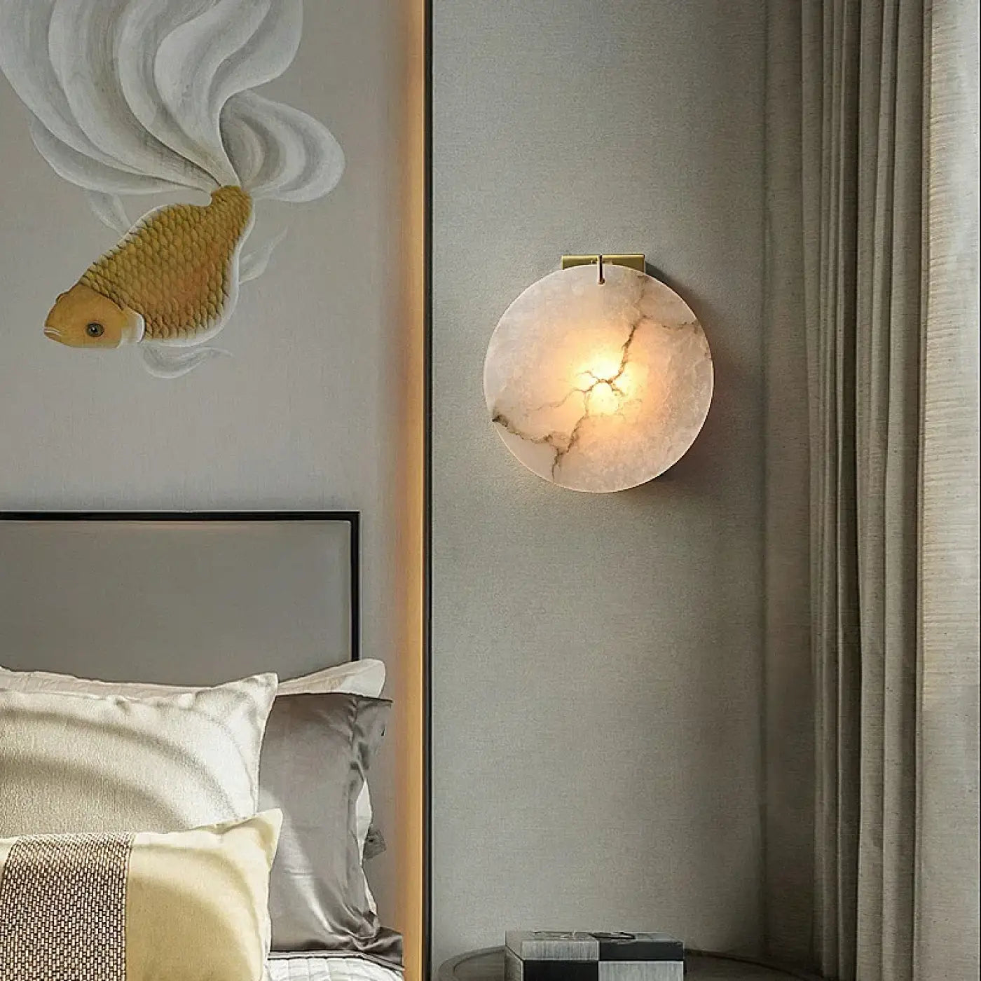Applique murale ronde en marbre blanc LED G9 moderne — vue 1