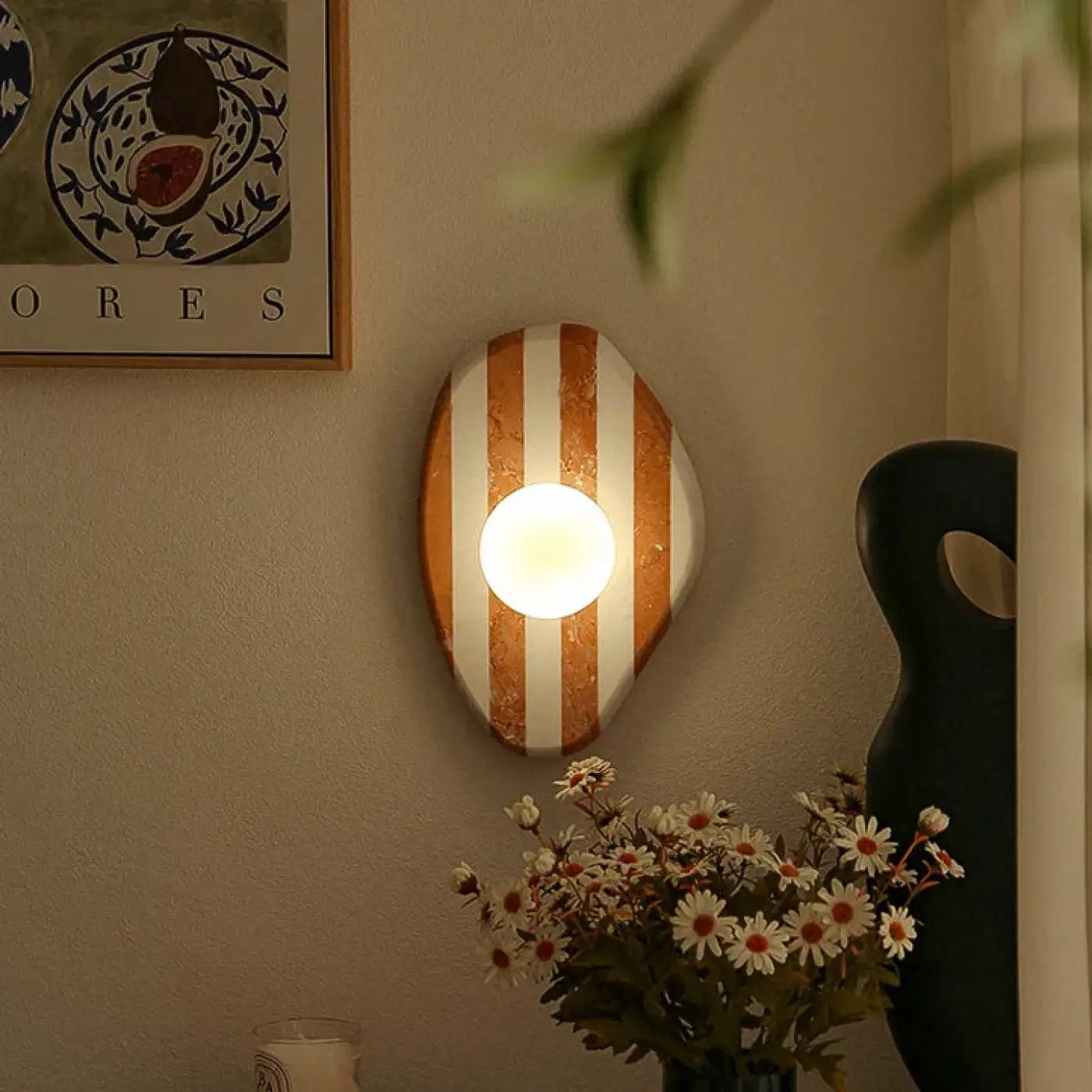 Applique murale ronde en marbre rayé noir art déco — vue 8