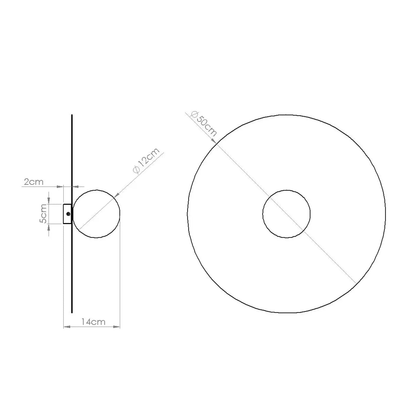 Applique murale ronde taupe en métal et verre — vue 8