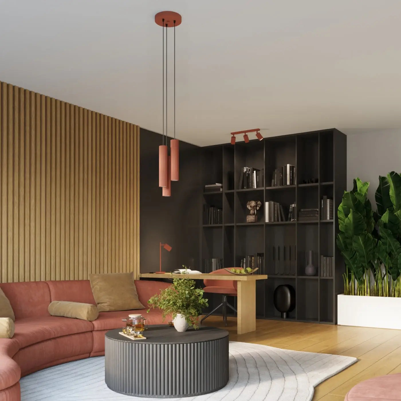 Applique murale rouge ocre cannelée LED double faisceau — vue 8