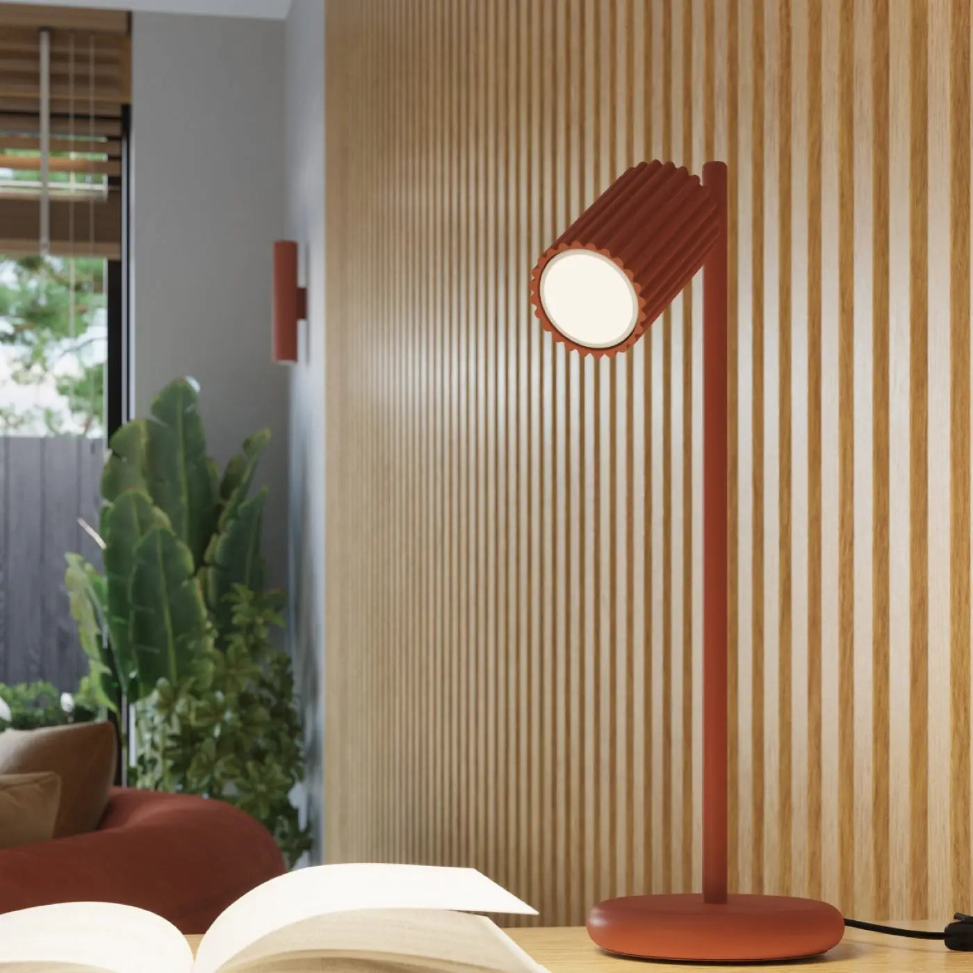 Applique murale rouge ocre cannelée LED — vue 9