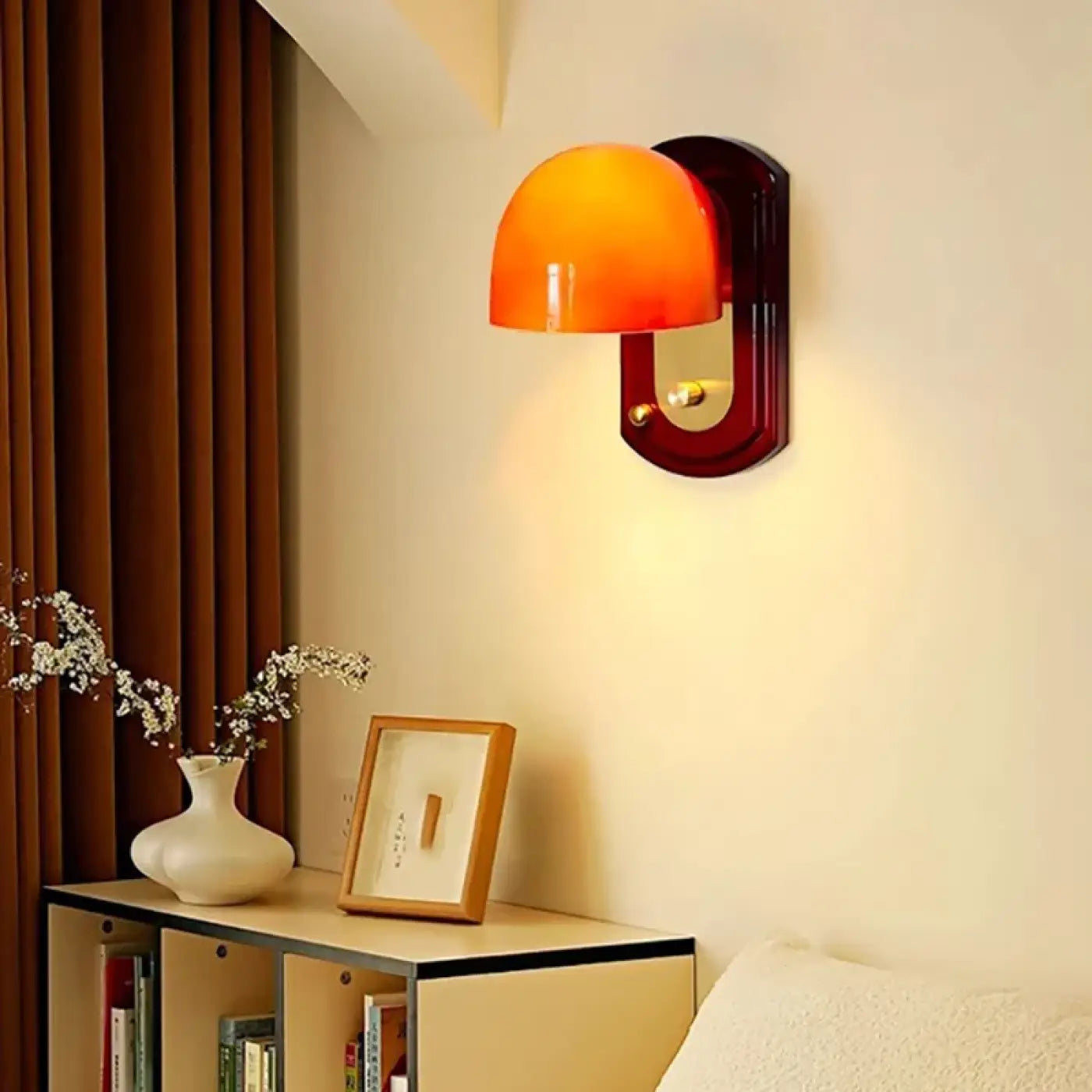 Applique murale scandinave orange en métal et verre E27 — vue 1