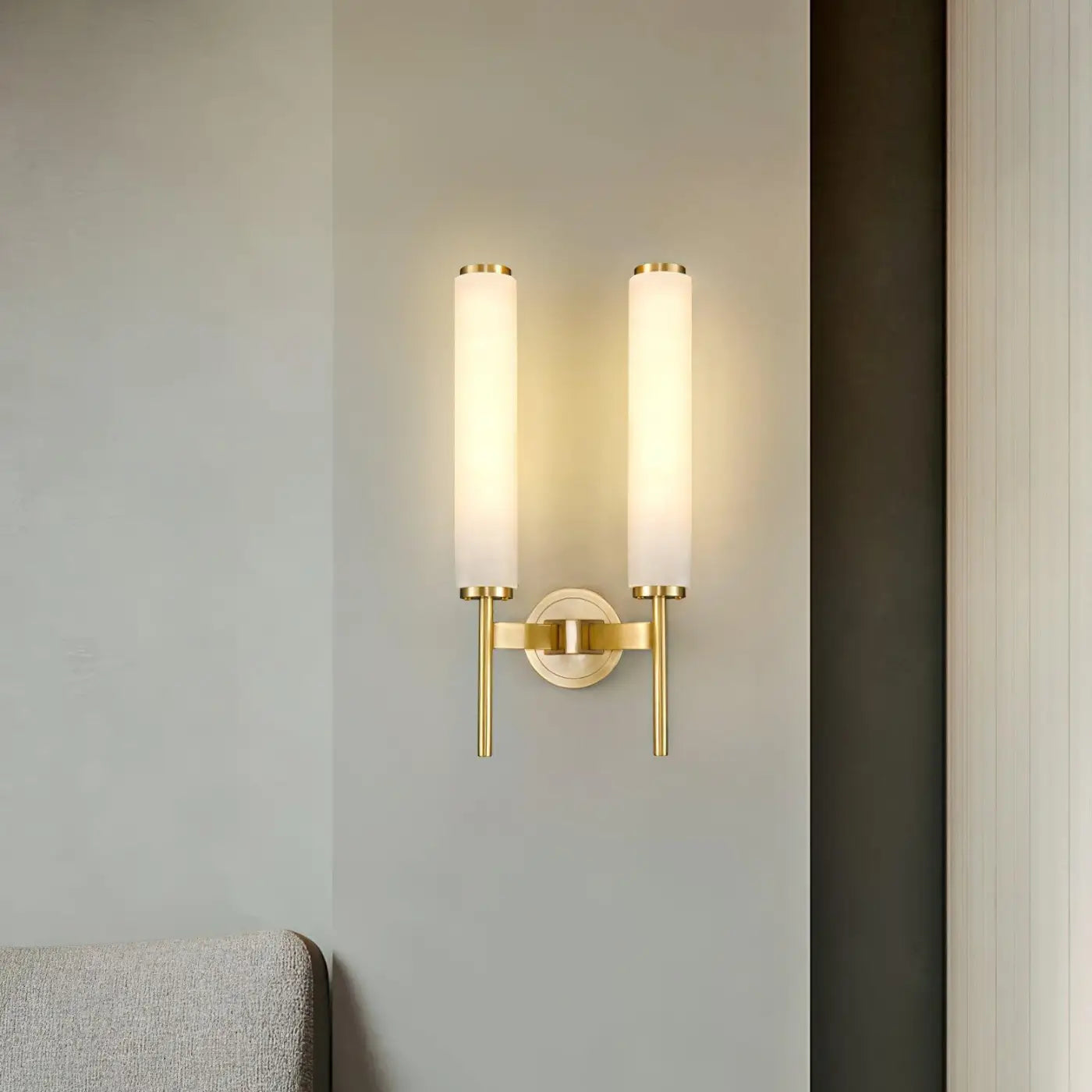 Applique murale tube en aluminium doré à 2 lumières — vue 4