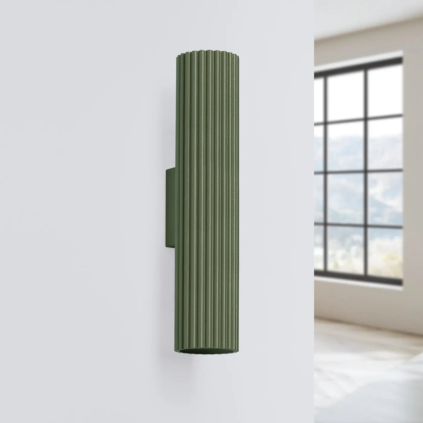 Applique murale vert olive cannelée LED double faisceau — vue 2