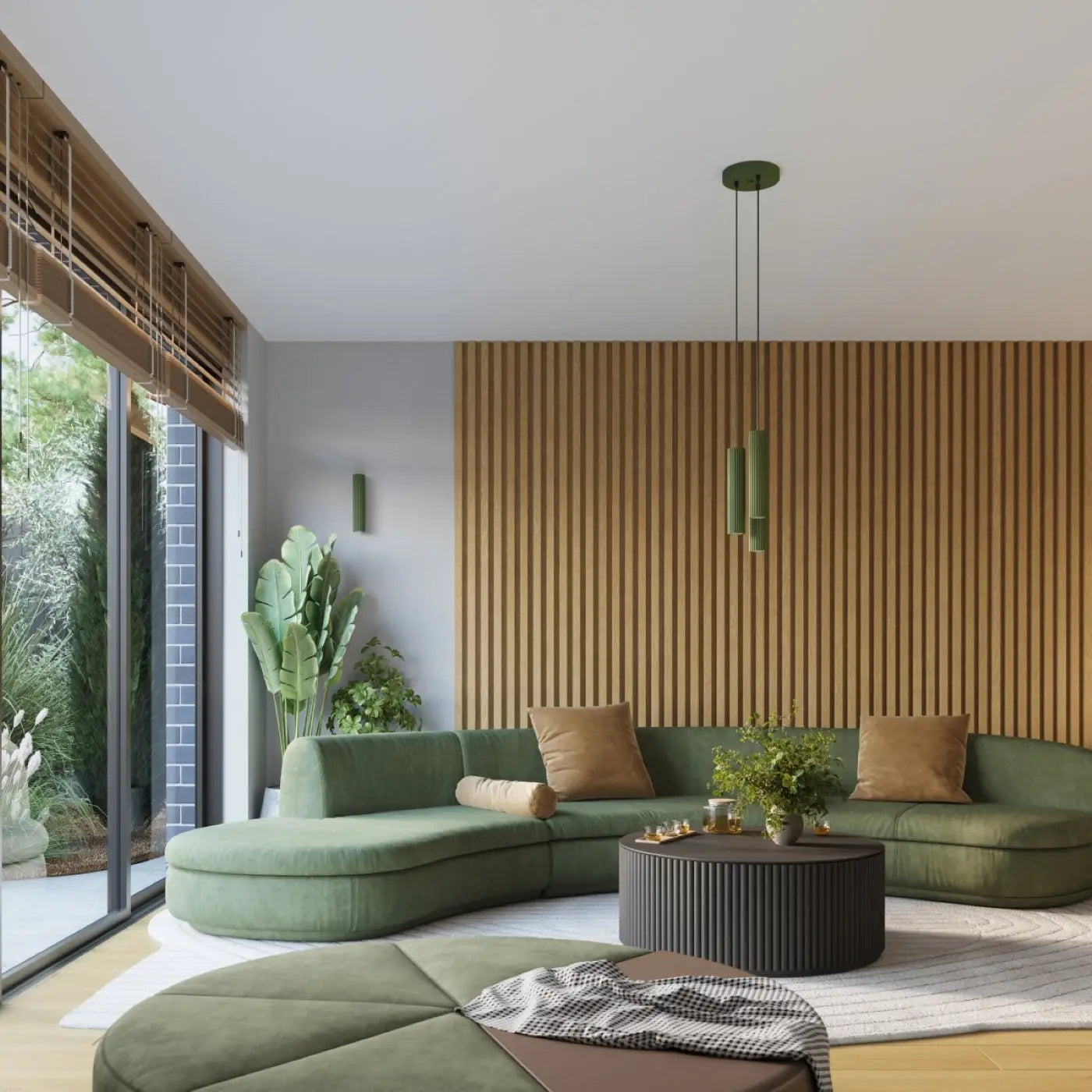 Applique murale vert olive cannelée LED double faisceau — vue 9