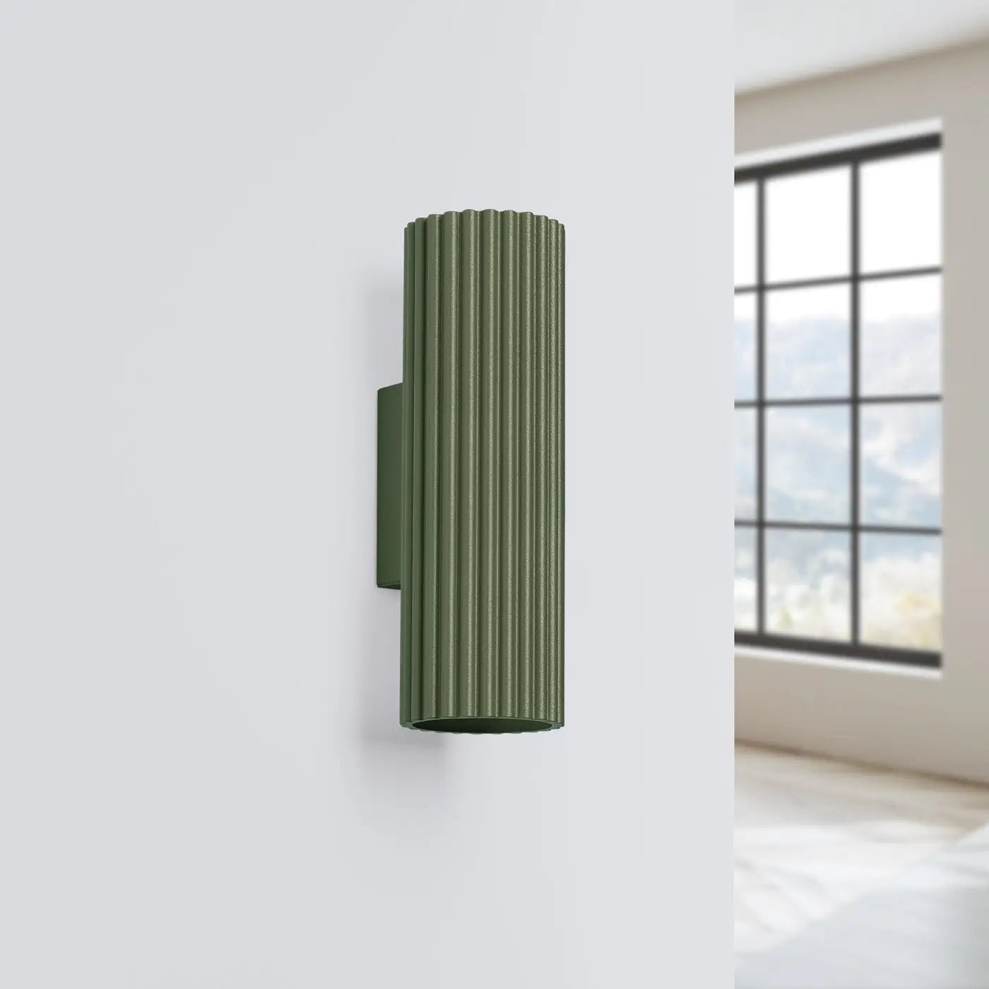 Applique murale vert olive cannelée LED scandinave — vue 2