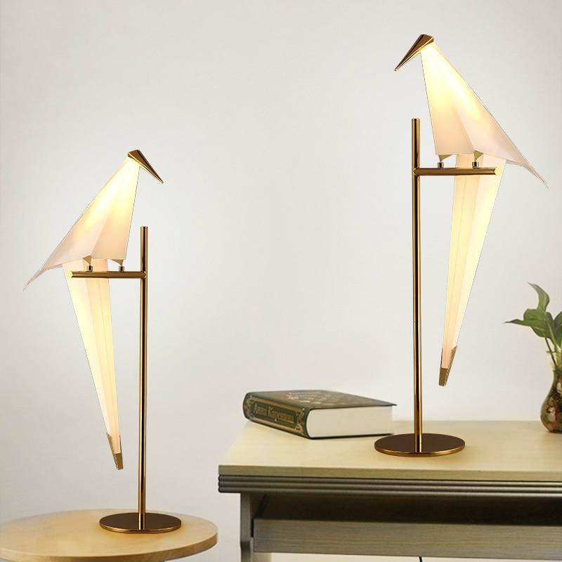 Lampe à poser design oiseau doré