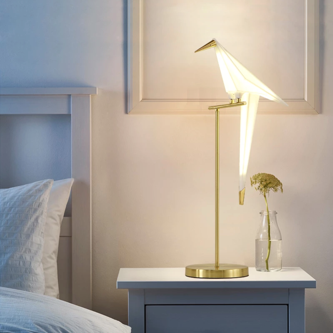 Lampe à poser design oiseau doré
