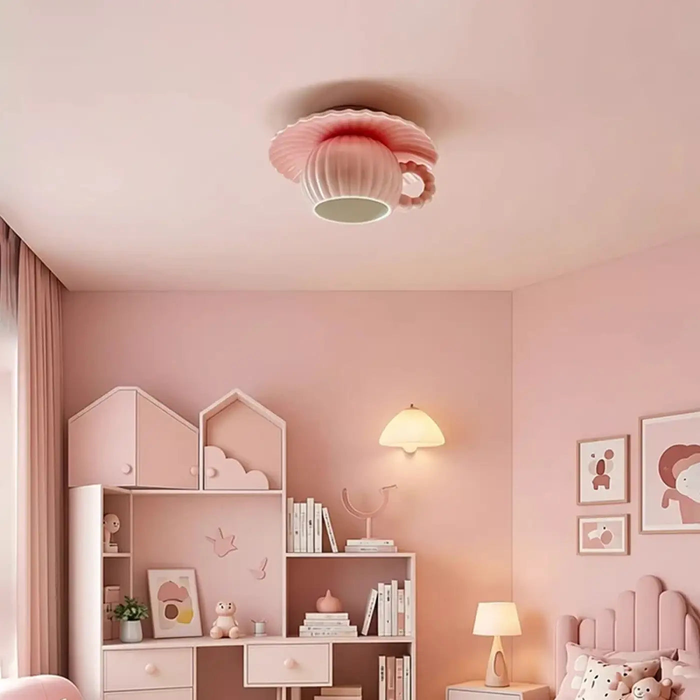 Plafonnier LED rose pastel enfant scandinave | ZUKE