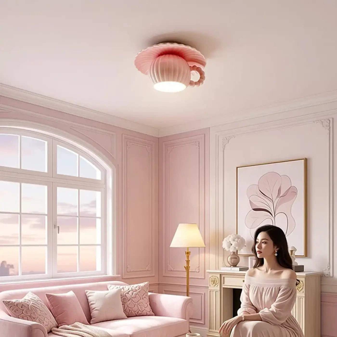 Plafonnier LED rose pastel enfant scandinave | ZUKE