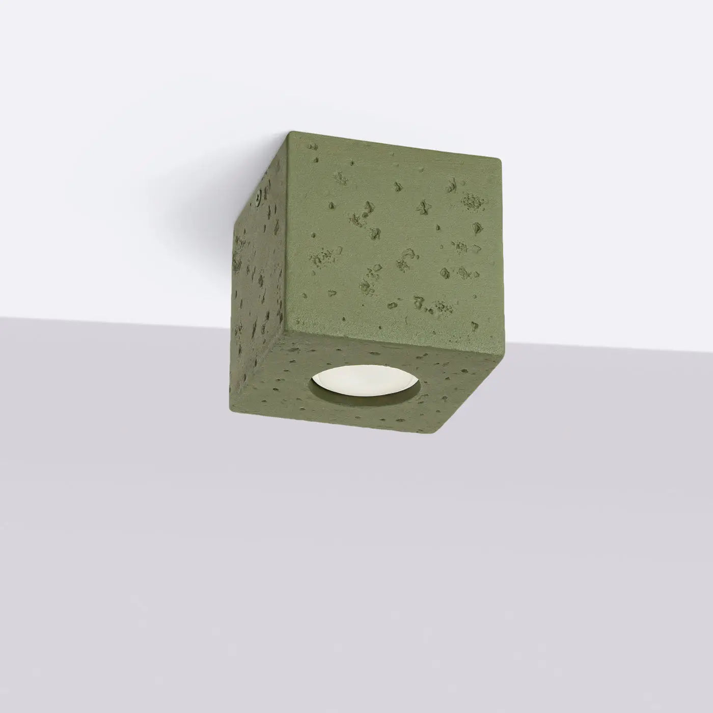 Plafonnier béton vert olive industriel LED | MUREMES