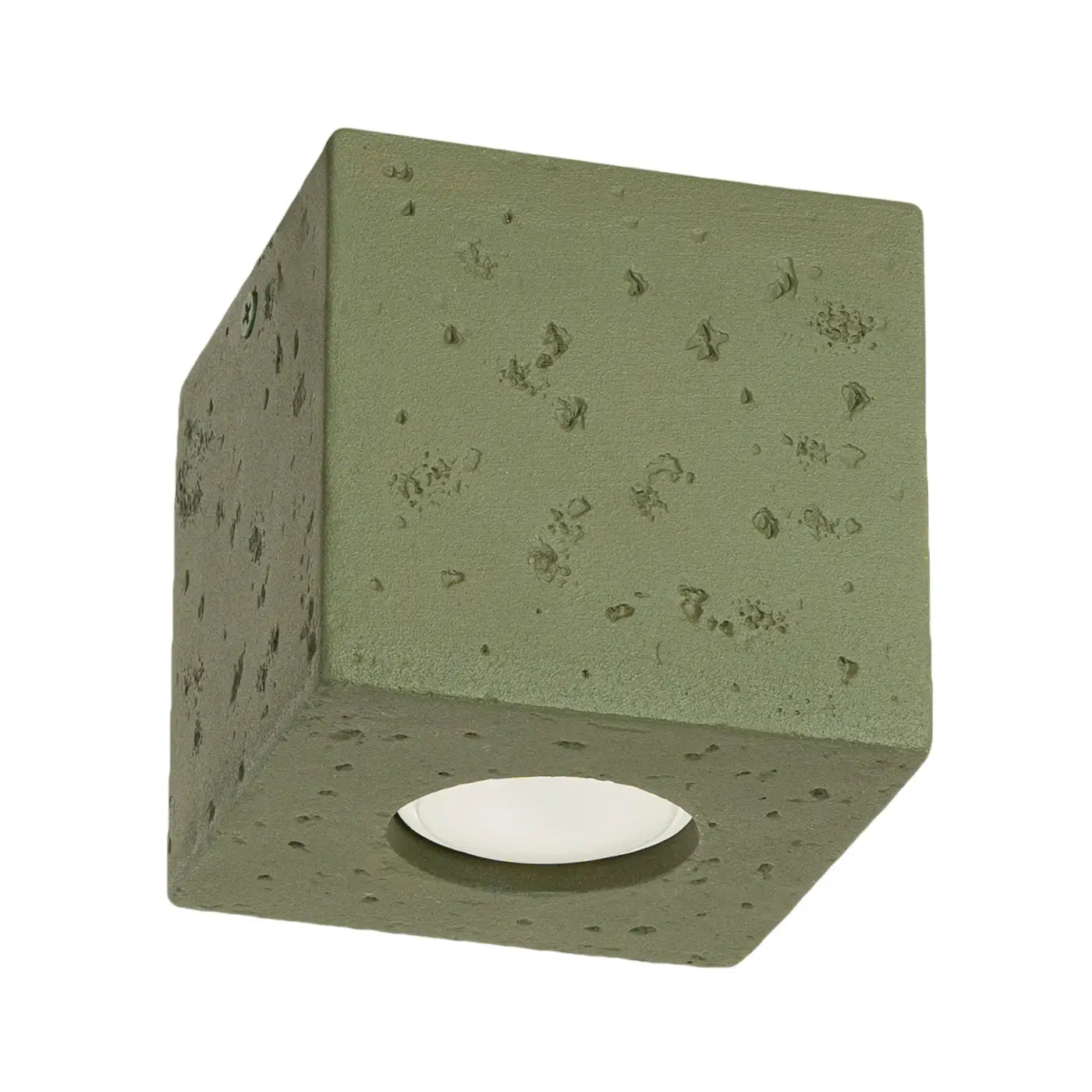 Plafonnier béton vert olive industriel LED | MUREMES