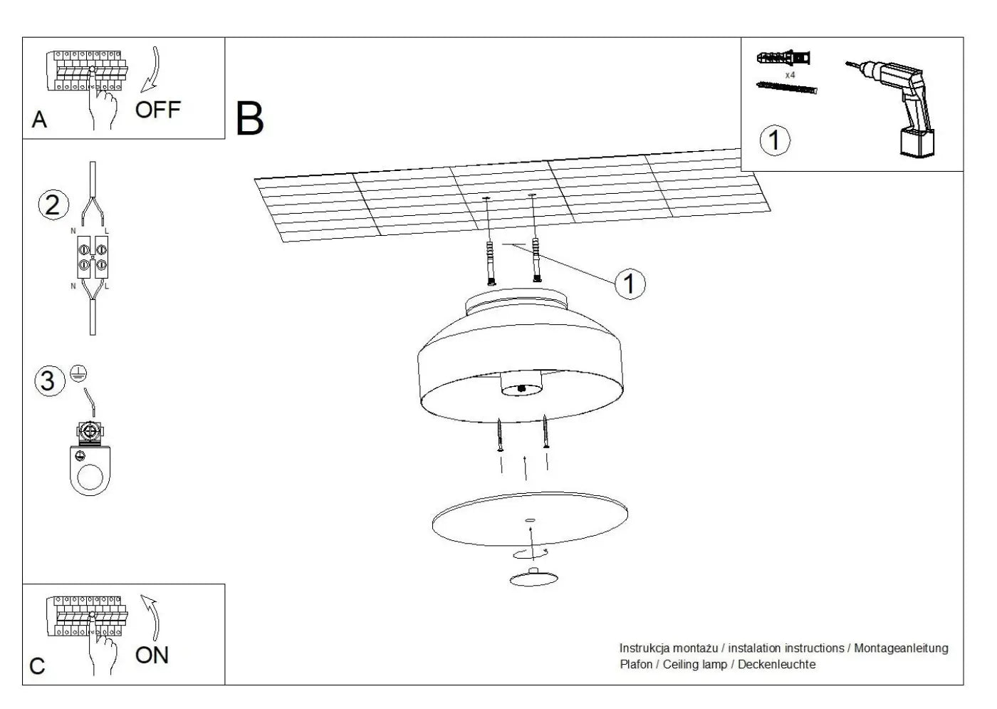Plafonnier LED blanc moderne 4 lumières | ZAHU