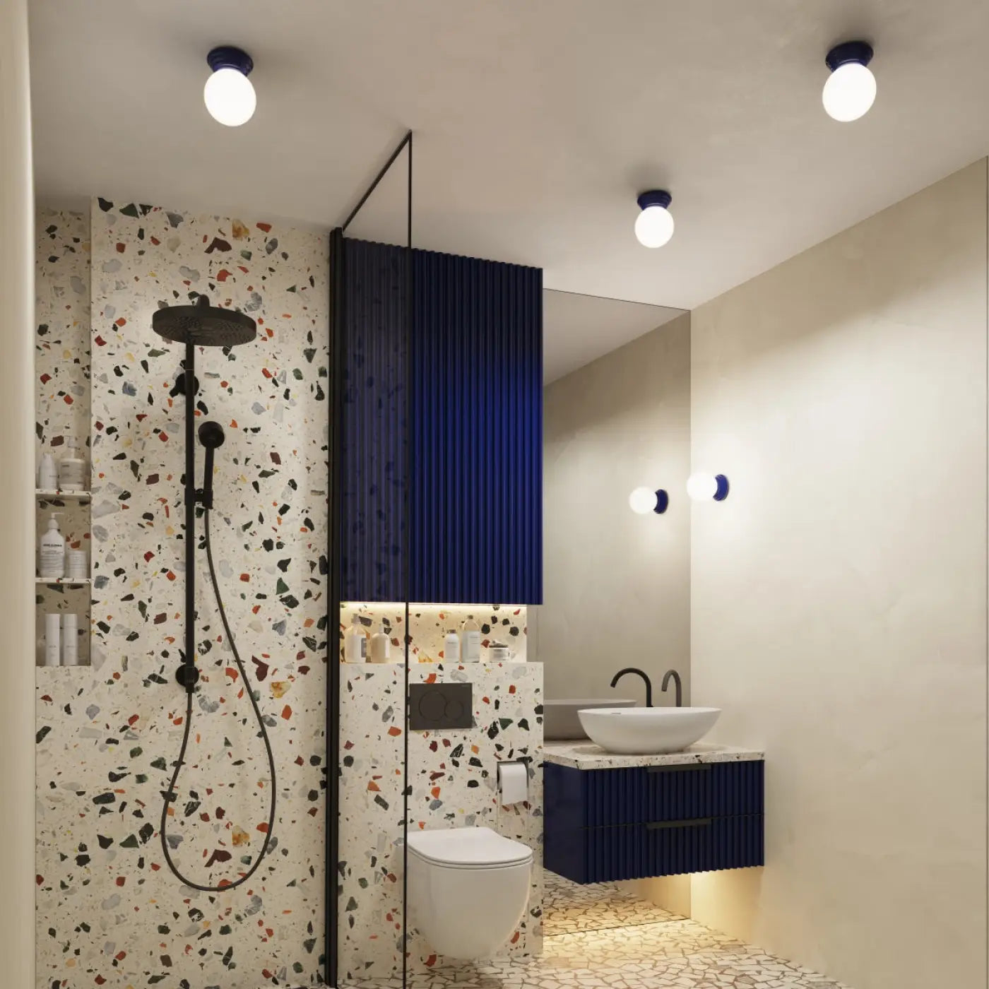Plafonnier céramique ultramarine minimaliste | TUGU