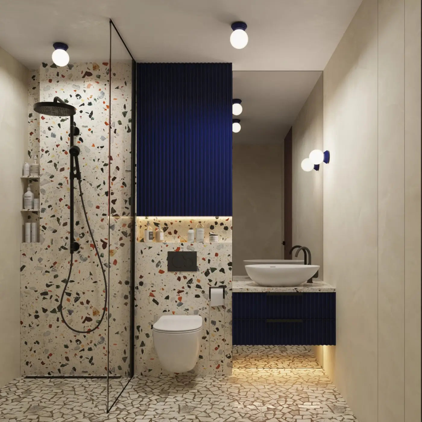Plafonnier céramique ultramarine minimaliste | TUGU