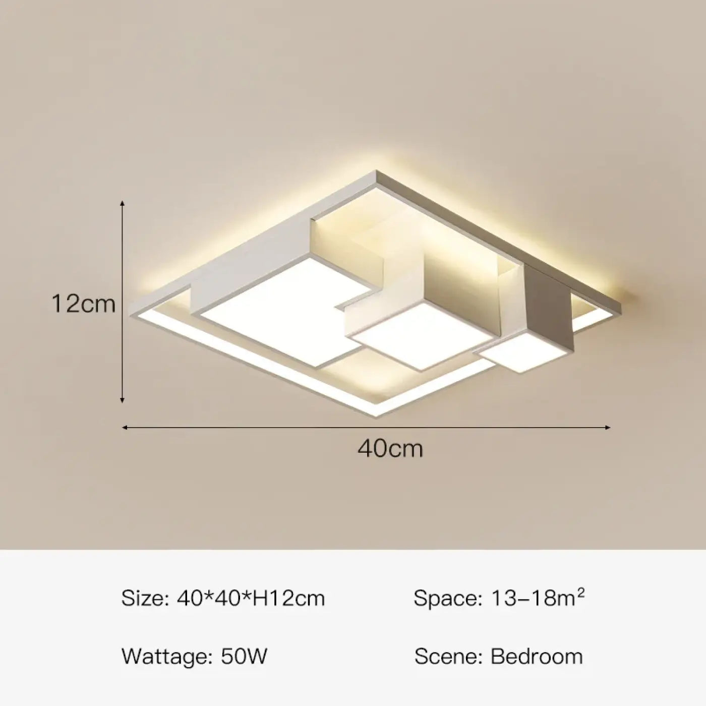 Plafonnier LED carré noir ou blanc moderne | VIBA