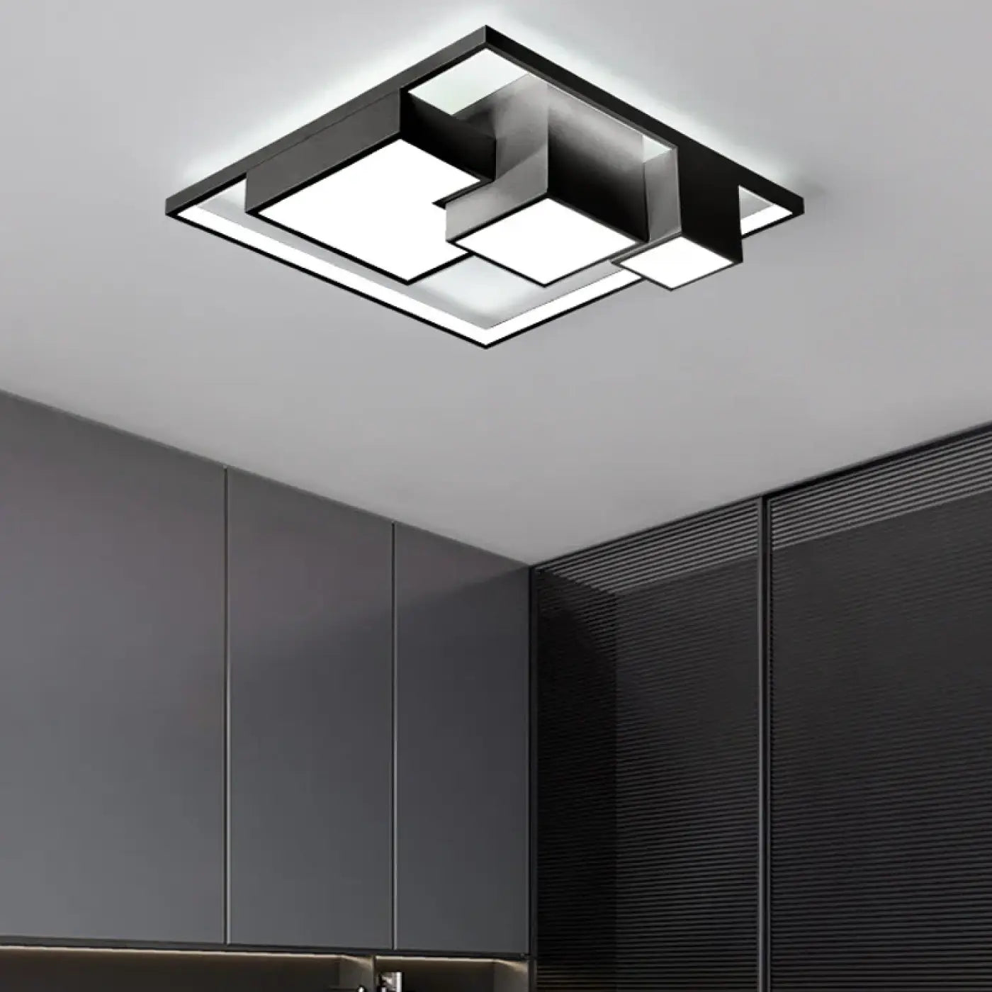 Plafonnier LED carré noir ou blanc moderne | VIBA