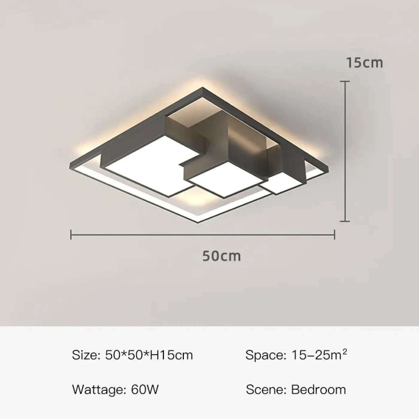 Plafonnier LED carré noir ou blanc moderne | VIBA