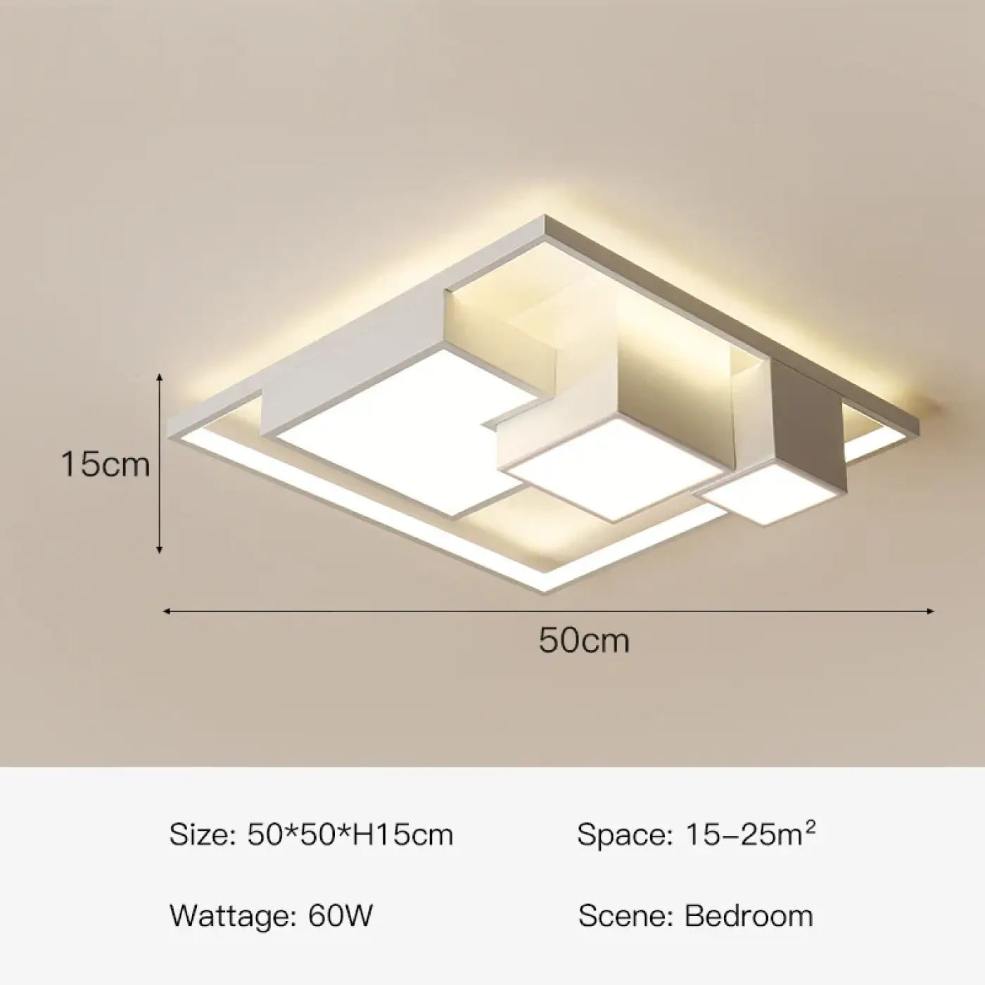 Plafonnier LED carré noir ou blanc moderne | VIBA