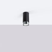 Plafonnier cylindre noir chrome LED design | SAPUPAK