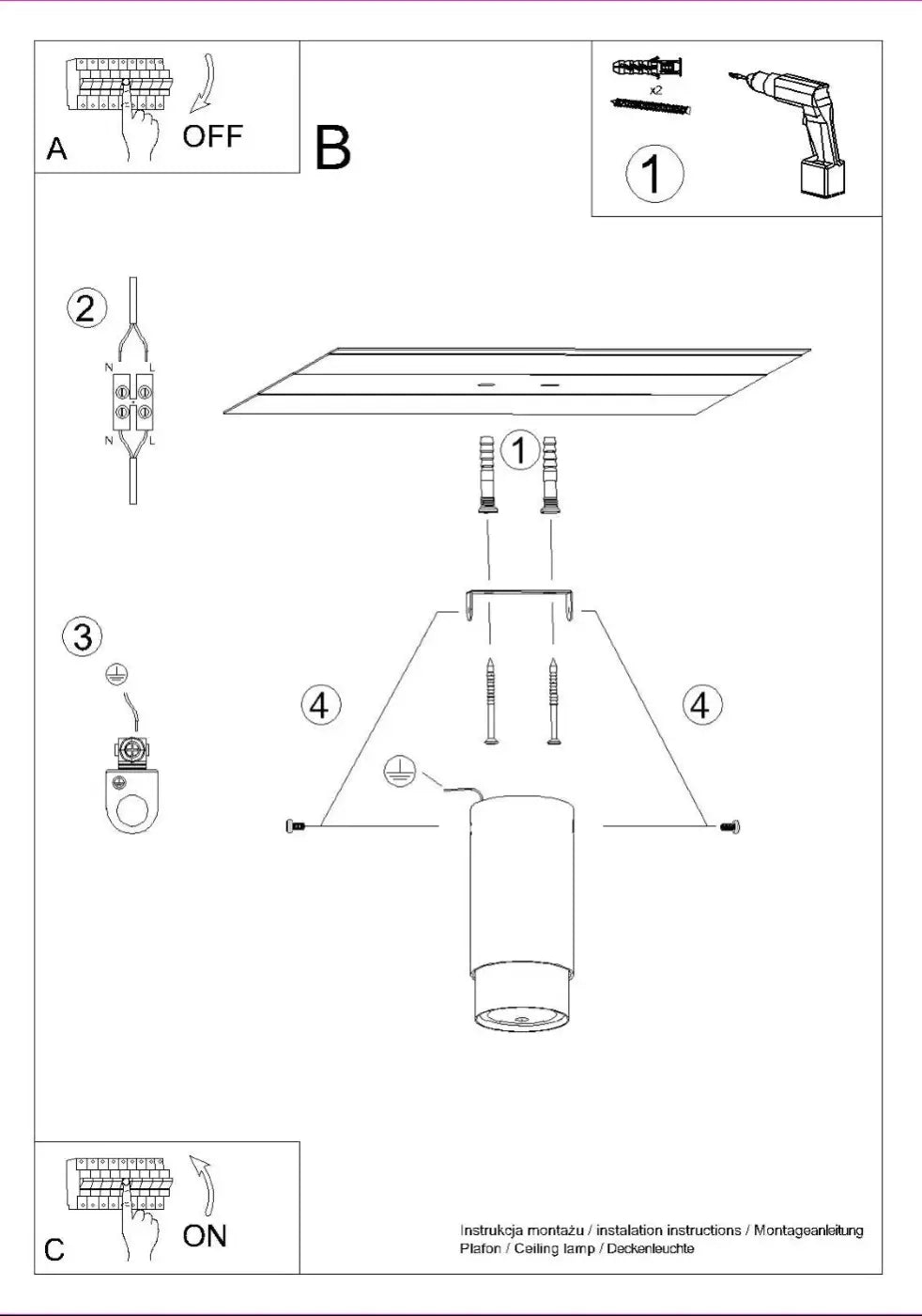 Plafonnier cylindre noir chrome LED design | SAPUPAK