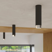 Plafonnier cylindre noir chrome LED design | SAPUPAK