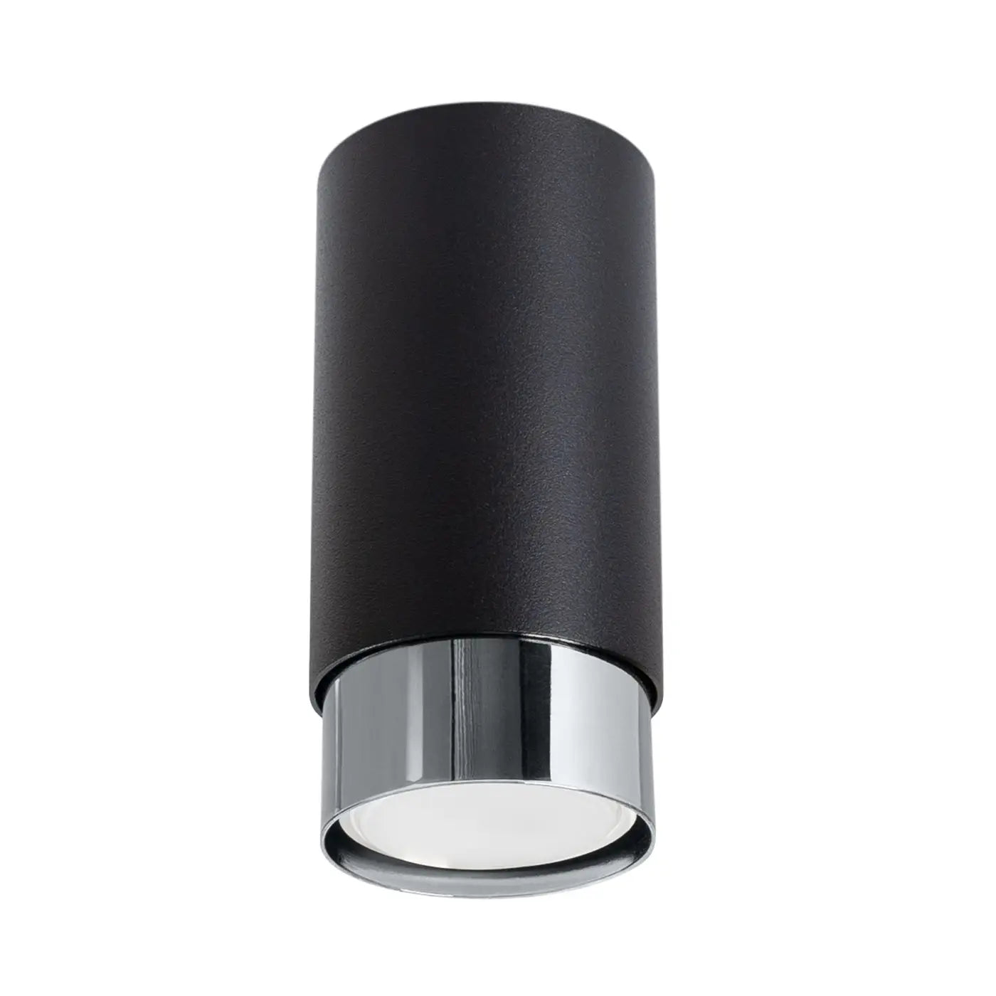 Plafonnier cylindre noir chrome LED design | SAPUPAK