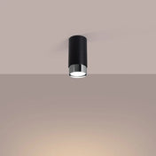 Plafonnier cylindre noir chrome LED design | SAPUPAK