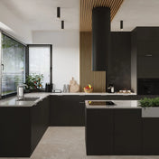 Plafonnier cylindre noir chrome contemporain | BUHA
