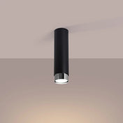 Plafonnier cylindre noir chrome contemporain | BUHA