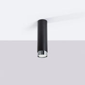 Plafonnier cylindre noir chrome contemporain | BUHA