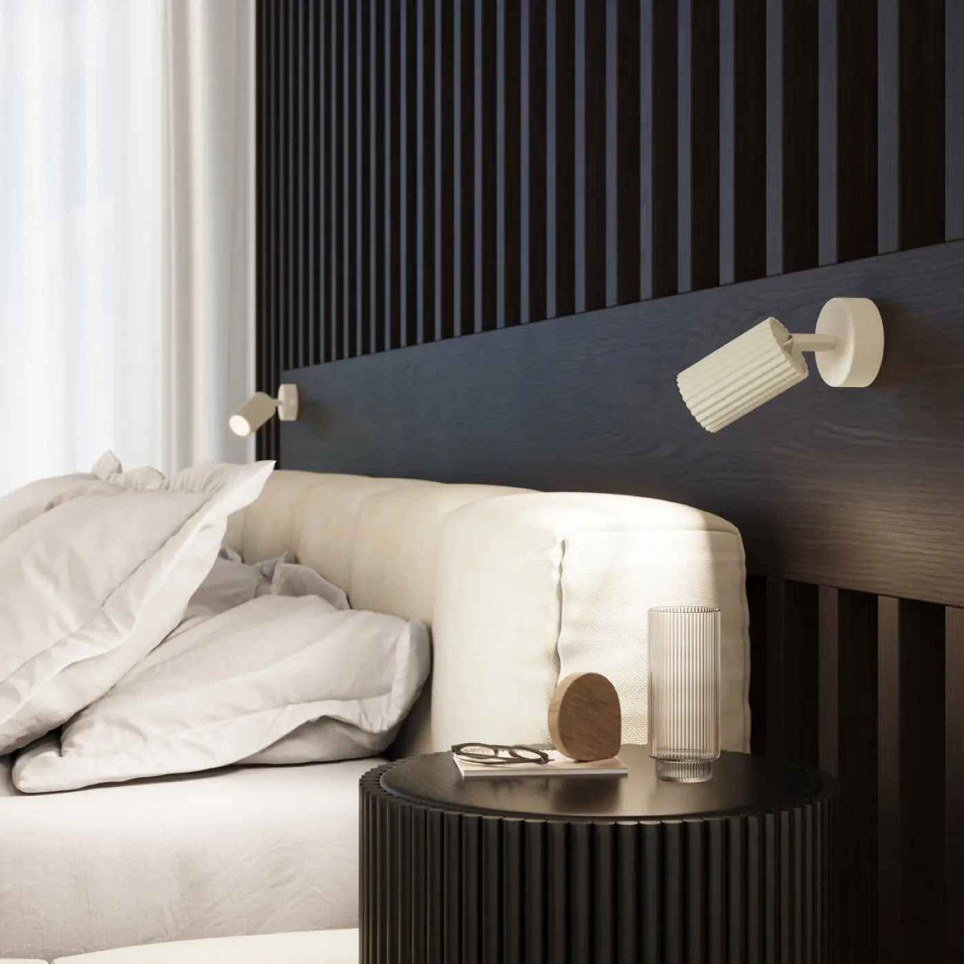 Plafonnier LED beige aluminium moderne | BUDEN