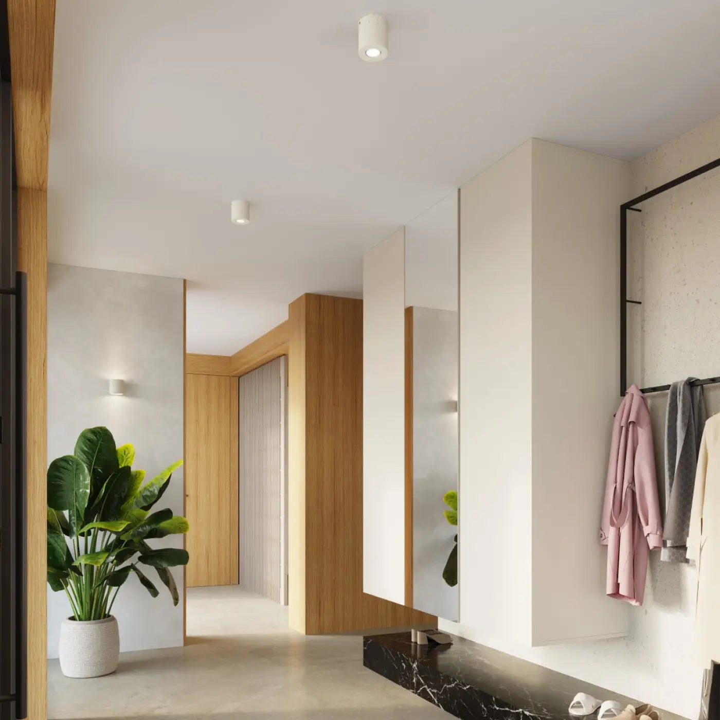 Plafonnier béton beige design minimaliste | MUHE