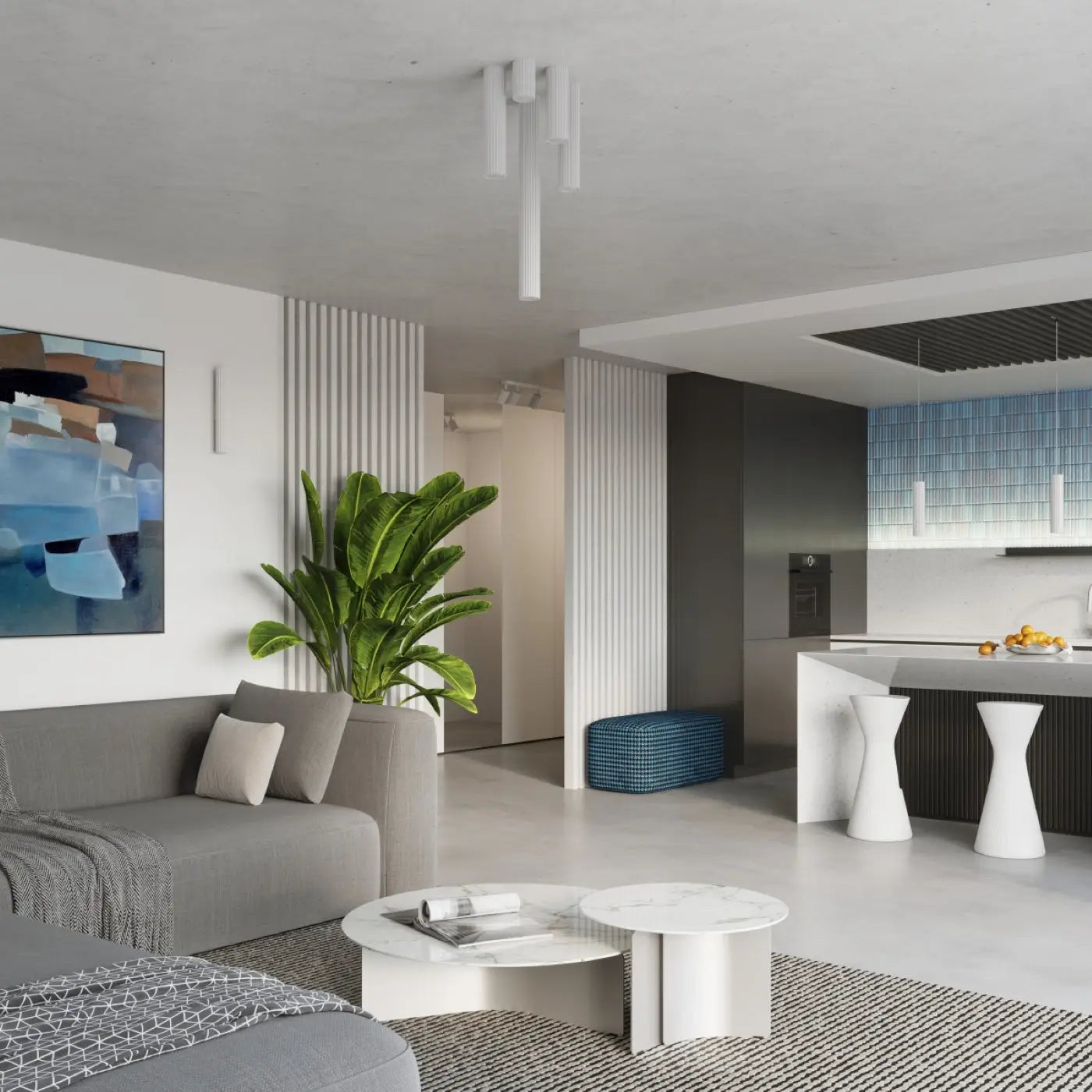 Plafonnier LED blanc aluminium minimaliste | FOLOBI