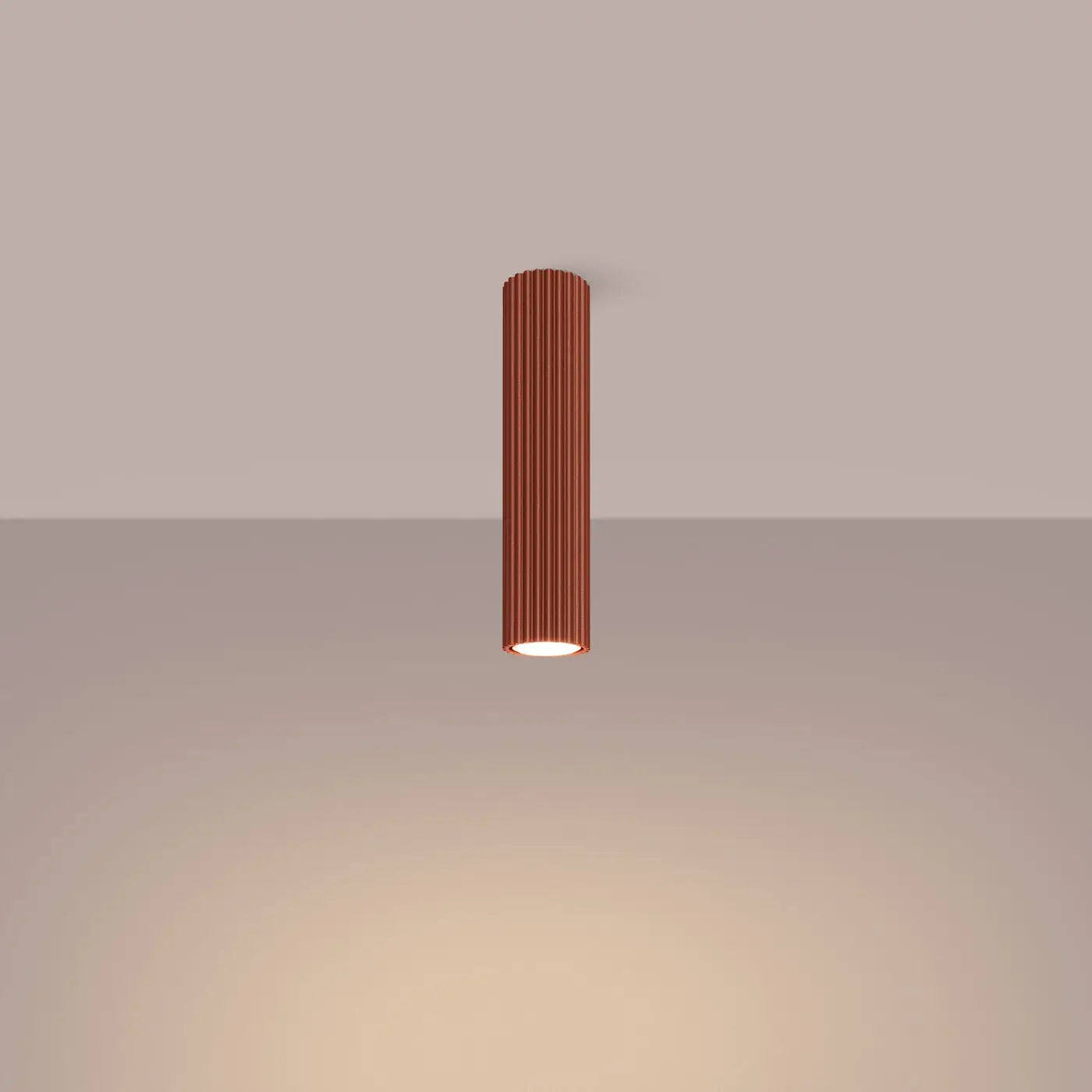 Plafonnier LED rouge ocre aluminium design | TUSEVA