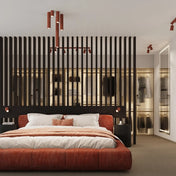 Plafonnier LED rouge ocre aluminium design | TUSEVA