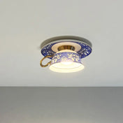 Plafonnier LED tasse florale céramique design | GUKETI