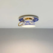 Plafonnier LED tasse florale céramique design | GUKETI