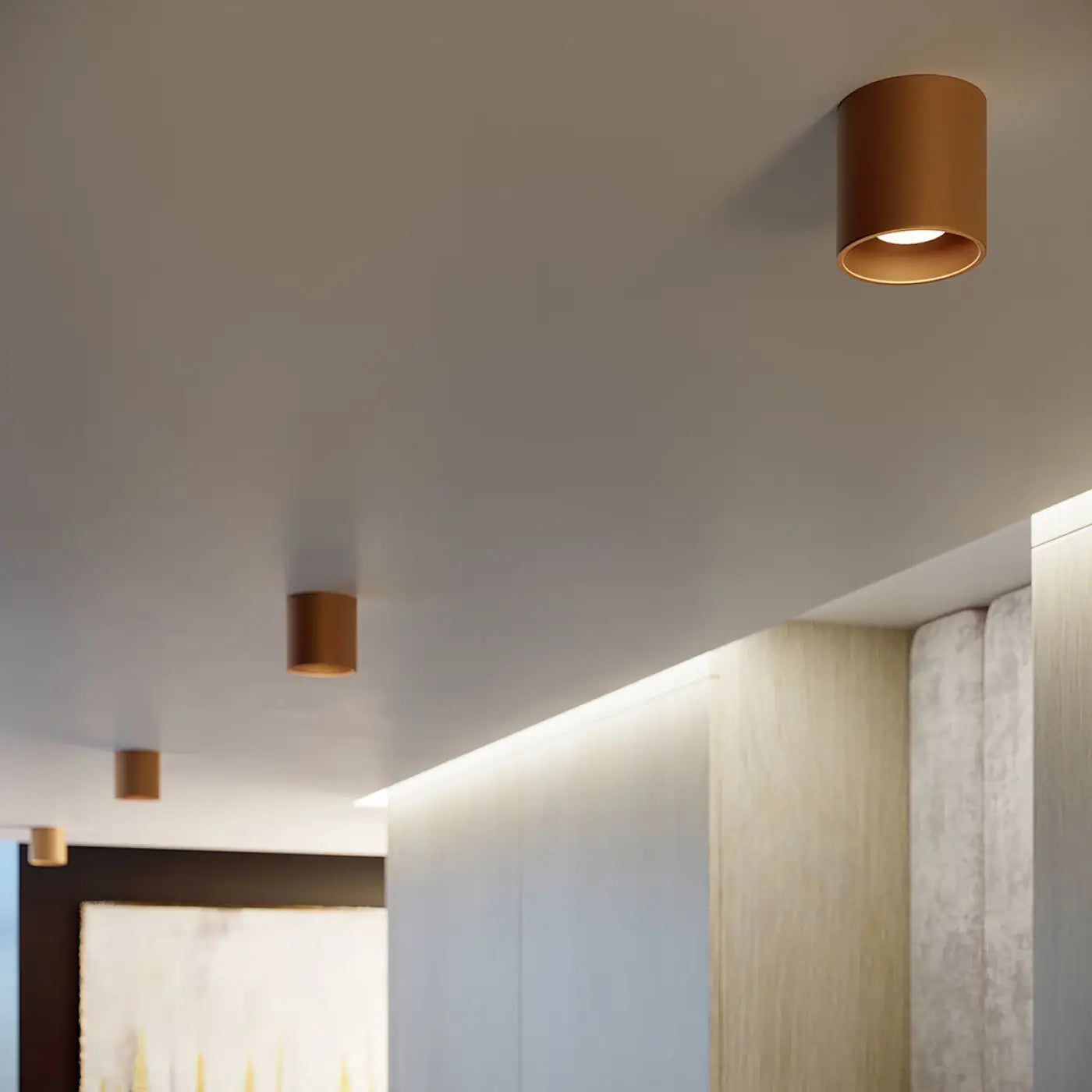 Plafonnier doré cylindre design LED | SAMOSO