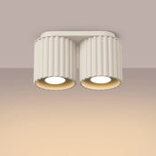 Plafonnier LED double spot beige aluminium moderne | RABAFI