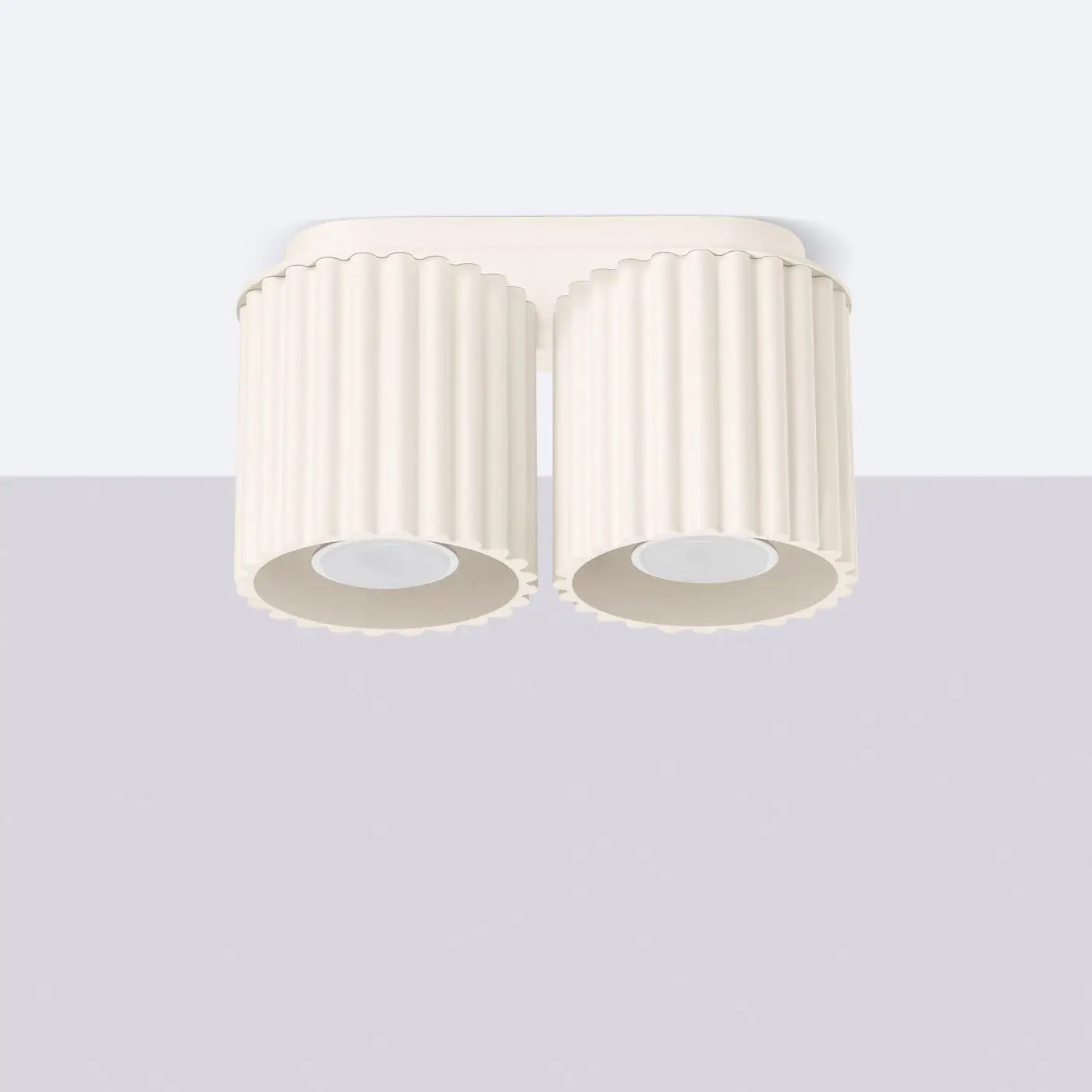 Plafonnier LED double spot beige aluminium moderne | RABAFI
