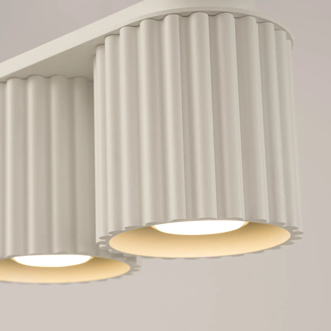 Plafonnier LED double spot beige aluminium moderne | RABAFI