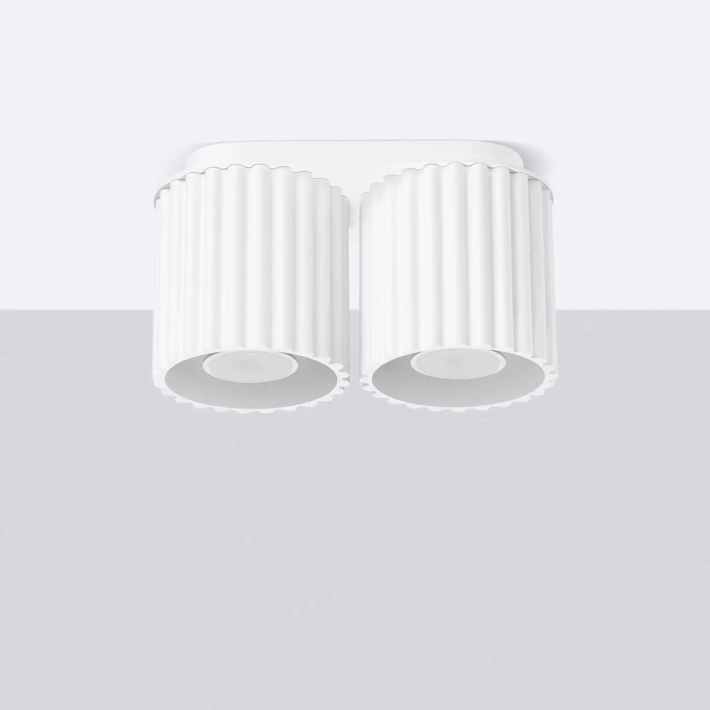 Plafonnier double spot blanc aluminium moderne | DASINO