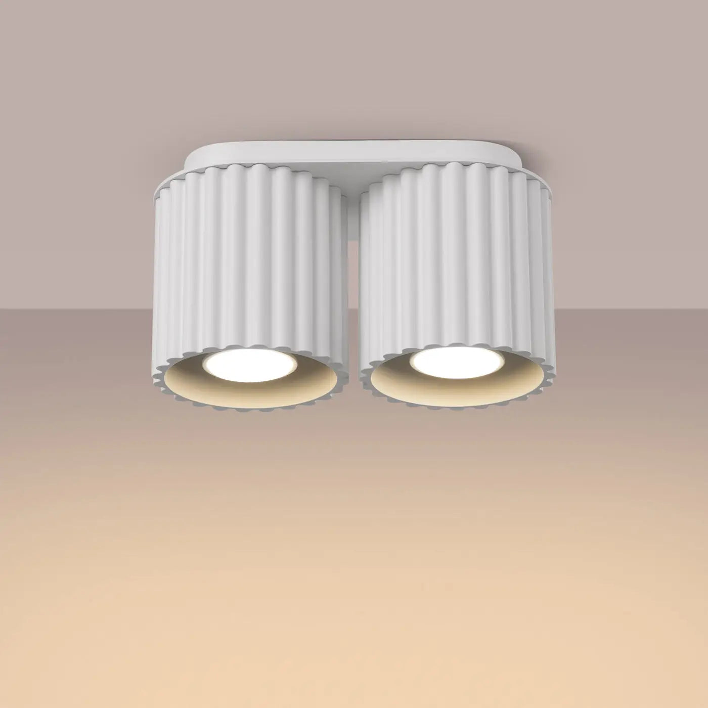 Plafonnier double spot blanc aluminium moderne | DASINO