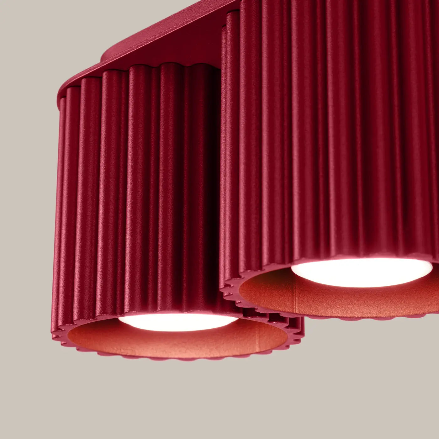 Plafonnier LED double spot bordeaux aluminium moderne | NUTIL