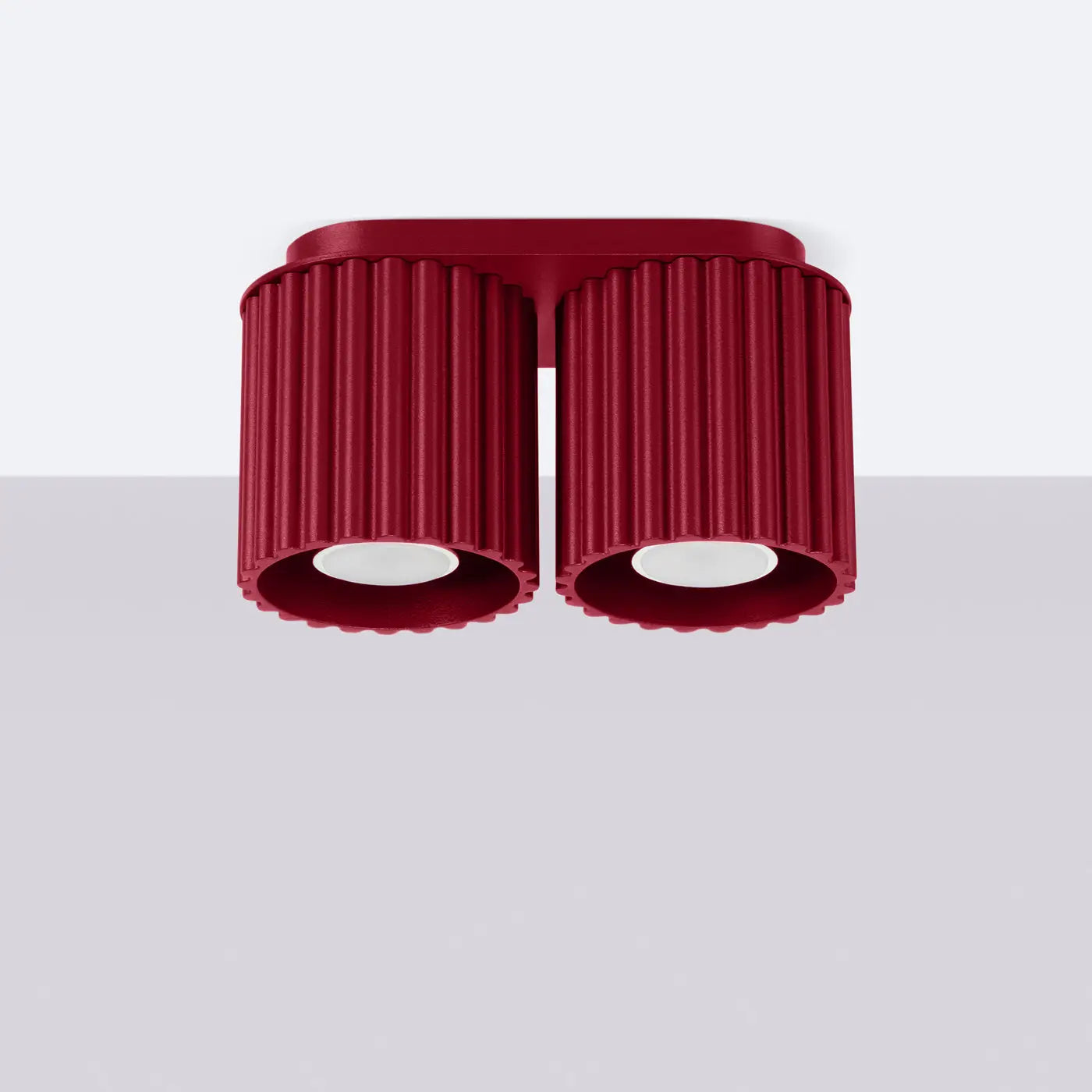 Plafonnier LED double spot bordeaux aluminium moderne | NUTIL