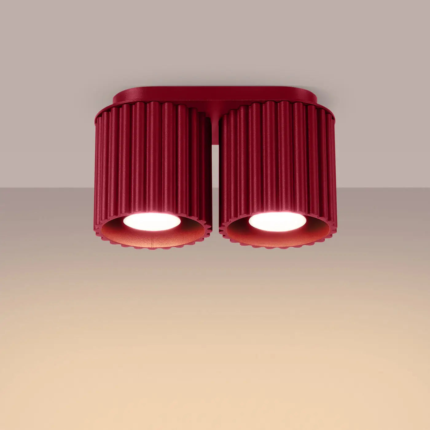 Plafonnier LED double spot bordeaux aluminium moderne | NUTIL