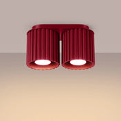 Plafonnier LED double spot bordeaux aluminium moderne | NUTIL